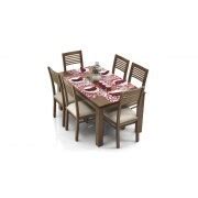 Arabia-Zella 6 Seat Dining Table Set (Teak Finish) at best price in Palakkad