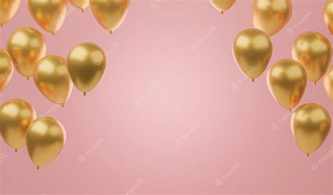 Premium Photo | Golden balloons on pink background. luxury pink and ...