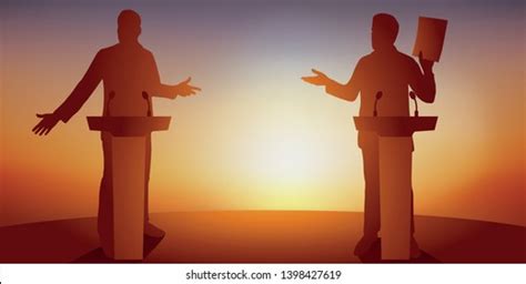 Concept Political Debate Two Candidates Behind Stock Vector (Royalty Free) 1398427619 | Shutterstock