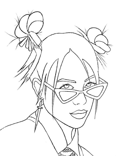 Coloring Pages Billie Eilish. Print Out Talented Singer | Line art drawings, Outline art, Cool ...