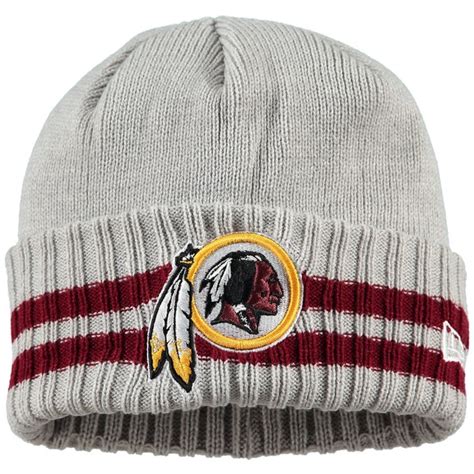 Men's Washington Redskins New Era Heathered Gray 2 Striped Cuffed Knit ...