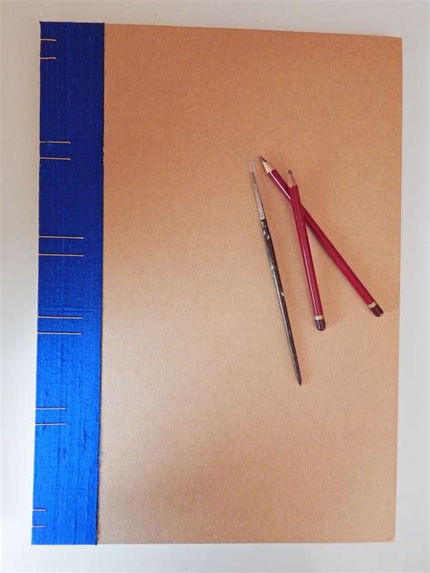 Large A3 size Sketchbook Commission in Kraft Paper, with peacock paper cover lining and blue ...