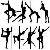 Big collect silhouettes dancing women, vector illustration, element for design stock photography ...