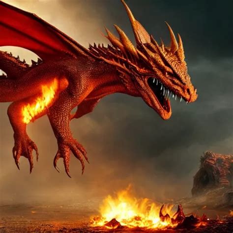 Smaug a dragon that spews fire from it's mouth | Stable Diffusion | OpenArt