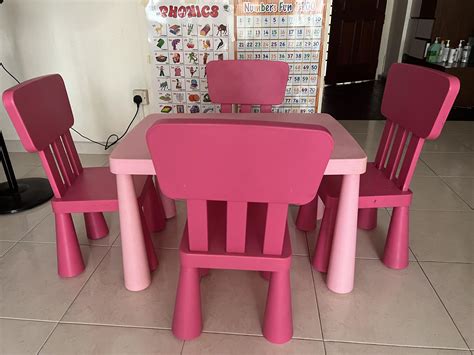 Ikea Kid's table & 4 chairs with free board, Babies & Kids, Baby Nursery & Kids Furniture, Kids ...