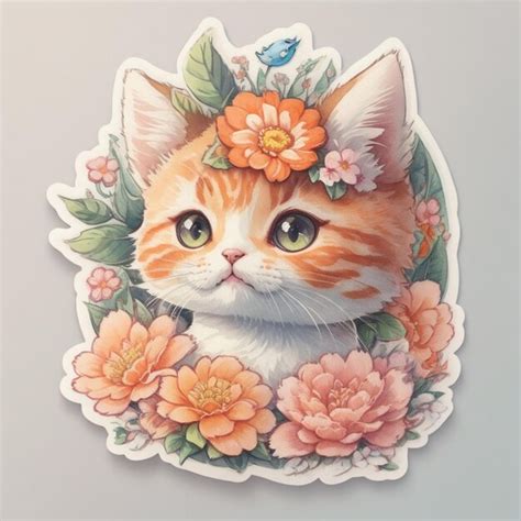 Premium Photo | Cat Drawing Cat Sticker Cat Face Cute Cat Drawing Kitty ...