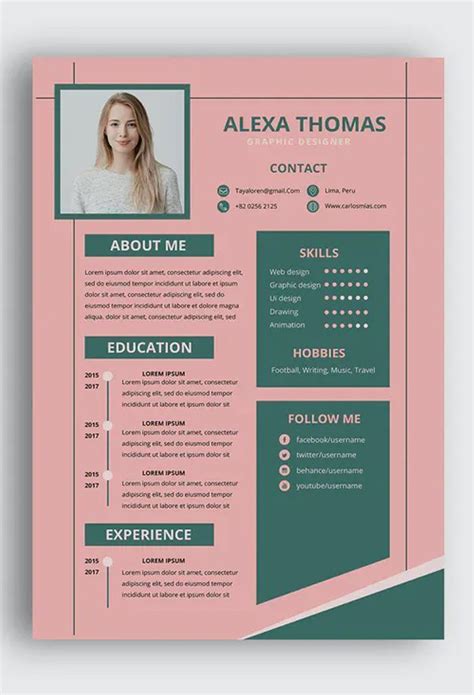Elegant CV Resume Template AI, EPS | Graphic design resume, Resume design creative, Graphic ...