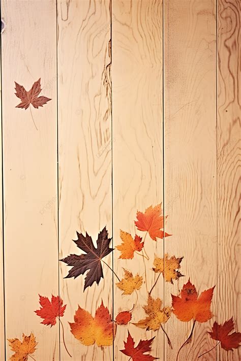 Autumn Leaves On A Wood Table Background Wallpaper Image For Free Download - Pngtree