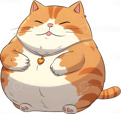 Cartoon fat cat smiling, PNG file no background, AI generated 28597444 PNG