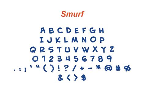 Smurf Embroidery Font 8 Size - Etsy