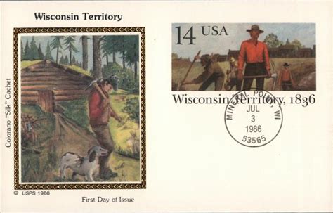 Wisconsin Territory, 1836 First Day Issue Cards Postcard