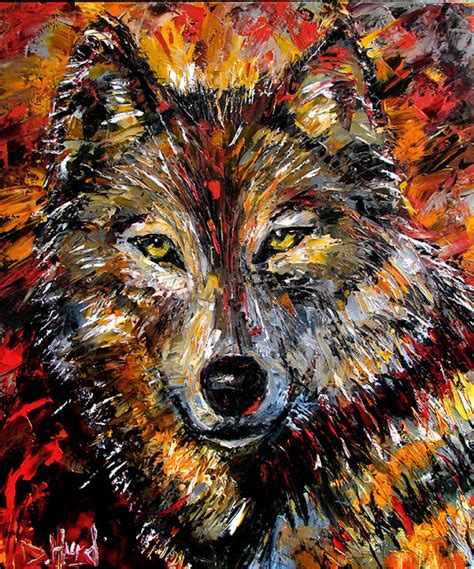 Daily Painters Abstract Gallery: Wolf Wild Animal Art Original Oil Painting, Animal Paintings ...