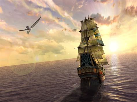 Fantasy Sailing Ship Wallpaper