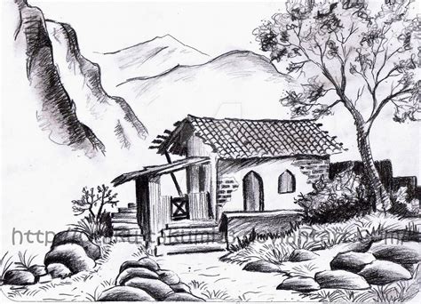 First landscape drawing by Jibari-chan on DeviantArt | Drawing scenery, Landscape pencil ...