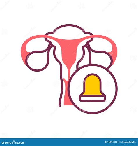 Cervical Cap Color Line Icon. Uterus and Contraceptive Method. Birth Control. Safety Sex Sign ...