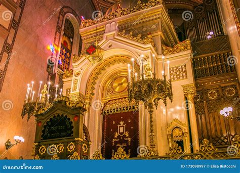 Interior of the Great Synagogue in Budapest, Hungary As Seen on January 2, 2020. Editorial ...