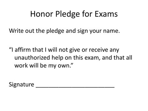 Honor Pledge for Exams