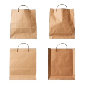 Brown Paper Bag Set Isolated With Clipping Path For Mockup, Bag, Brown ...