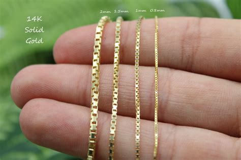 14K Solid Yellow Gold Box Chain Necklace 14 to 26 - Etsy
