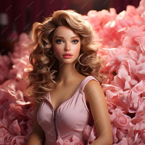 Premium Photo | Beautiful Lady in pink on a pink flowers background