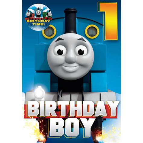 1st Birthday Boy Thomas & Friends Birthday Card With Badge (223606 ...