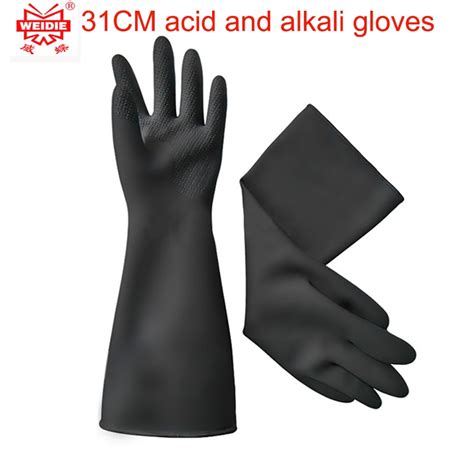 Oil resistant long rubber gloves 31CM acid oil big yards thick warm latex glove work gloves ...