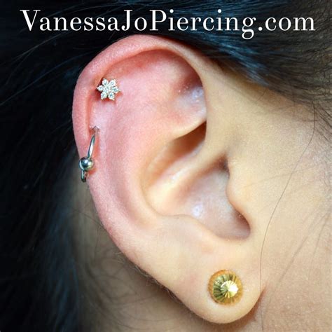 gold ear cartilage - New Flower Studio Body Piercing