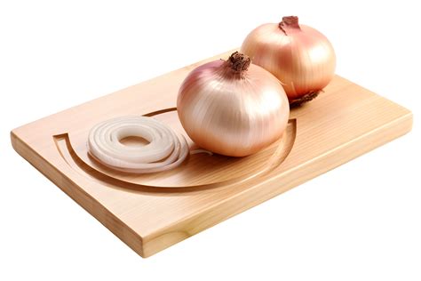 Close up of raw fresh onions on wooden cutting board, ai generated ...