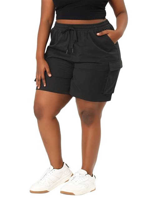 Agnes Orinda Women's Plus Size Drawstring Elastic Waist Straight Leg Cargo Shorts - Walmart.com