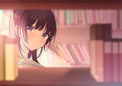 1920x1080px, 1080P free download | Anime girl, library, brown hair, books, Anime, HD wallpaper ...