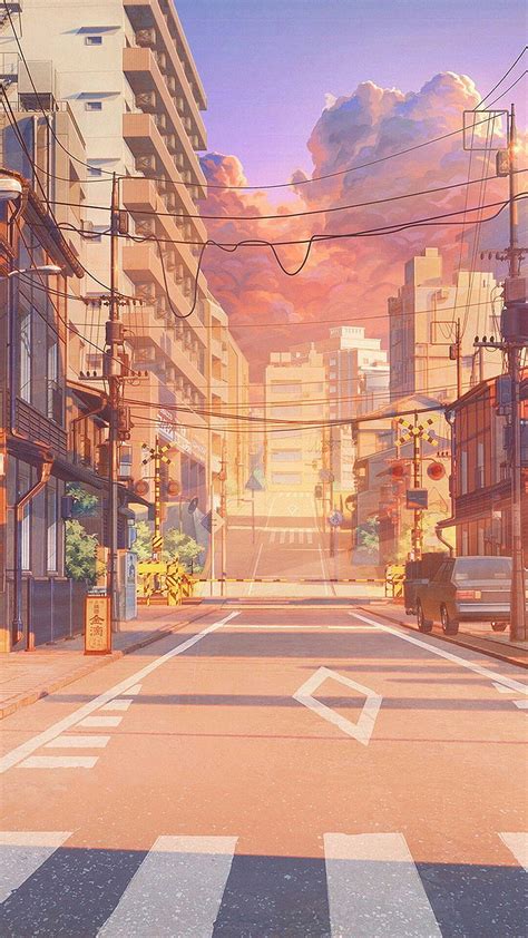 Aesthetic anime town, 0w0, calming, street, sunset, thanks, HD phone wallpaper | Peakpx