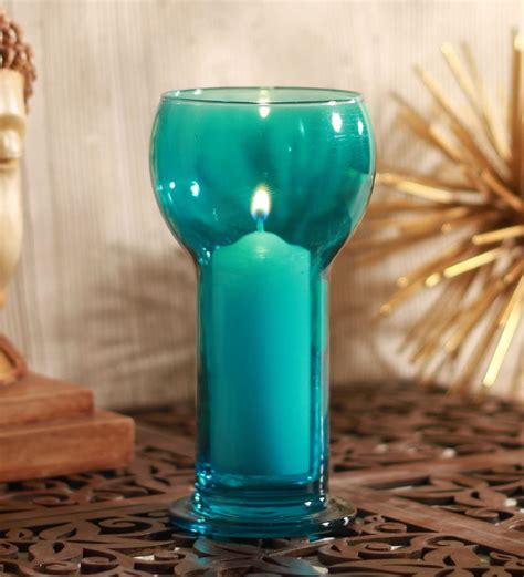 Buy Blue Glass Table Candle Holder by Bormioli Rocco Online - Table Candle Holder - Lamps ...