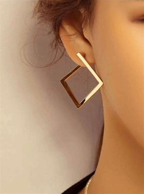 Round Hoops Earrings Square Hoops Earrings Minimalistic Hoop - Etsy