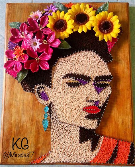 Ojo KG Frida Kahlo | Arte de cuerdas para paredes, Patrones de arte de cuerda, Arte con hilos y ...