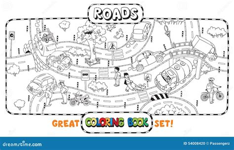 Grand Livre De Coloriage De Route Illustration de Vecteur - Image: 54008420