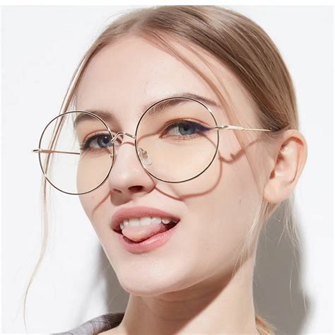 XojoX gafas redondas de gran tamaño para hombre y mujer, lentes transparentes de moda Unisex ...