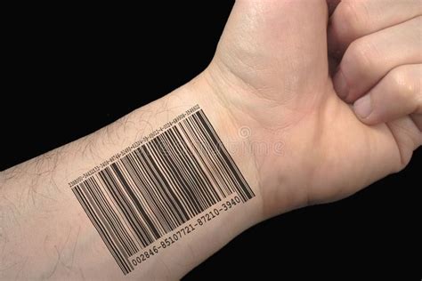 a barcode tattoo on the arm of a man