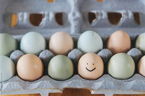 "A Carton Of Organic Eggs, One With A Smiley Face" by Stocksy Contributor "Deirdre Malfatto ...