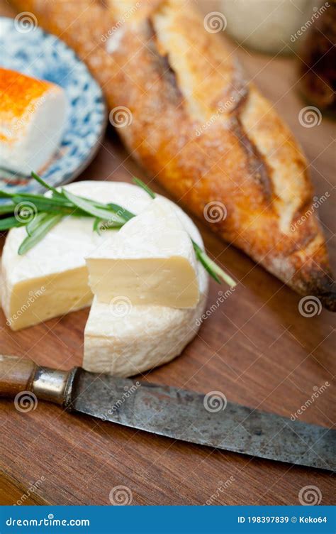 French Cheese and Fresh Baguette Stock Image - Image of paprica, knife ...