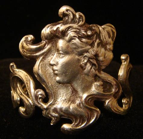 Art Nouveau Gold ewelry Cuff. https://www.artexperiencenyc.com/social ...