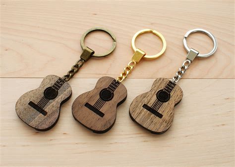 Engraved Wood guitar pick holder keychain box plectrum Custom guitar strap Personalized Guitar ...