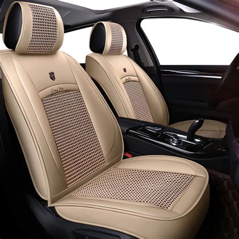 (Front + Rear) Leather ice silk universal car seat covers For ...