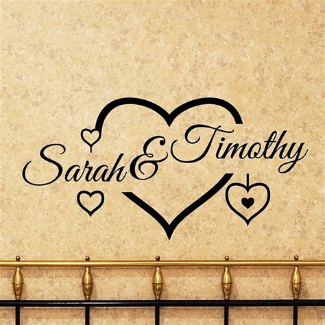 Wall decals Names - Hearts couple wall decal | Ambiance-sticker.com