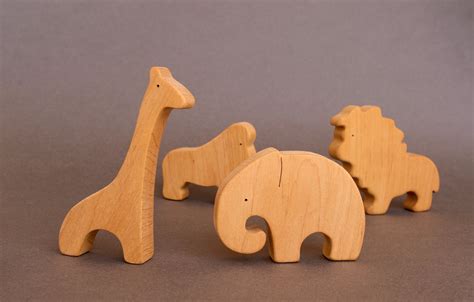 Wooden Set of Zoo Animals Wooden Toys Organic Toys for Baby | Etsy