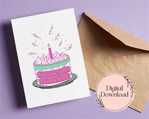 Ube Cake Birthday Card Printable Maligayang Kaarawan Greeting - Etsy Canada