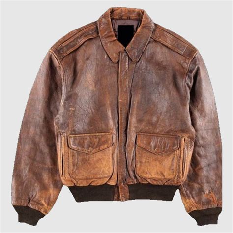 80s A2 Flight Vintage Style Military Leather Jacket Distressed Bomber coat