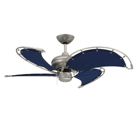 Voyage Nautical Ceiling Fan - Brushed Nickel With 40 Inch Sail Cloth Blades | Nautical ceiling ...