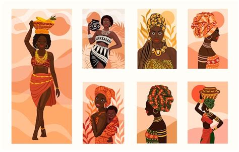 Premium Vector | Beautiful ethnic African women flat style portraits collection Vector illustration