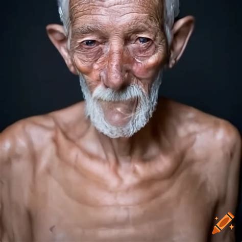 Anatomy of elderly man with visible veins