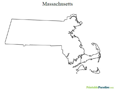 Printable State Map of Massachusetts